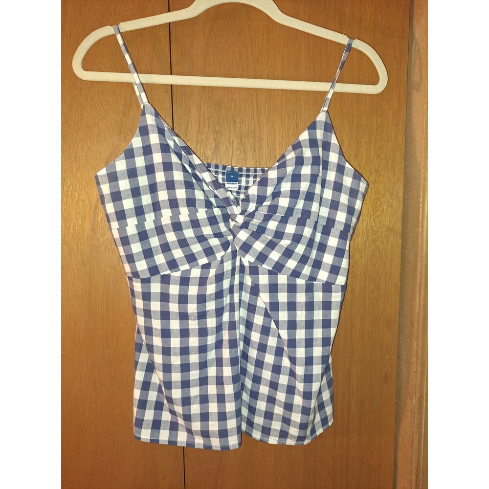 Women's Old Navy Blue and White Checkered Tank Top Size M